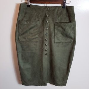 Primark Hunter Green Faux Suede Pencil Skirt